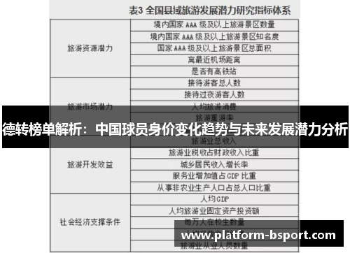 德转榜单解析：中国球员身价变化趋势与未来发展潜力分析